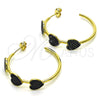 Oro Laminado Medium Hoop, Gold Filled Style Heart Design, with Multicolor Micro Pave, Polished, Two Tone, 02.341.0141.35
