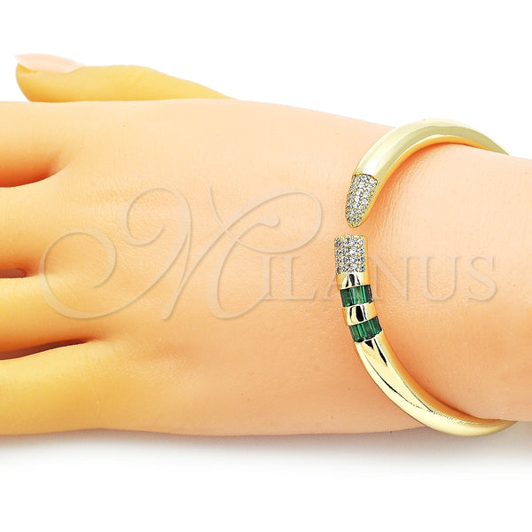 Gold Filled Jewelry — Individual Bangle with Green Cubic Zirconia and White — alternate product view — SKU 151314 | Oro Laminado joyería — Individual Bangle with Green Cubic Zirconia and blanco — SKU 151314