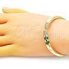 Oro Laminado Individual Bangle, Gold Filled Style with Green Cubic Zirconia and White Micro Pave, Polished, Golden Finish, 07.341.0041 (06 MM Thickness, One size fits all)