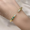 Oro Laminado Individual Bangle, Gold Filled Style with Green Cubic Zirconia and White Micro Pave, Polished, Golden Finish, 07.341.0041 (06 MM Thickness, One size fits all)