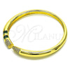 Oro Laminado Individual Bangle, Gold Filled Style with Green Cubic Zirconia and White Micro Pave, Polished, Golden Finish, 07.341.0041 (06 MM Thickness, One size fits all)