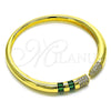 Oro Laminado Individual Bangle, Gold Filled Style with Green Cubic Zirconia and White Micro Pave, Polished, Golden Finish, 07.341.0041 (06 MM Thickness, One size fits all)
