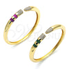 Oro Laminado Individual Bangle, Gold Filled Style with Green Cubic Zirconia and White Micro Pave, Polished, Golden Finish, 07.341.0041 (06 MM Thickness, One size fits all)