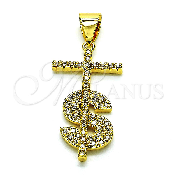 Gold Filled Pendant — Religious Pendant Cross and Money Sign Design with — main product view — SKU 151321 | Oro Laminado dije — Religious Pendant cruz and Money Sign diseño with — SKU 151321