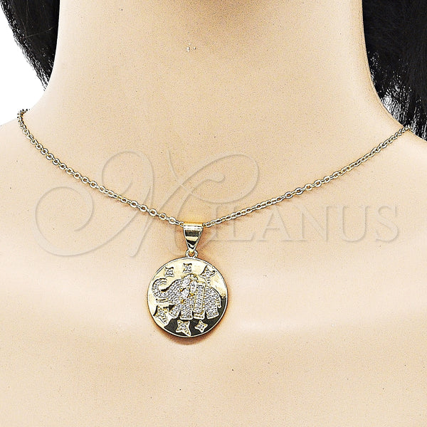 Gold Filled Pendant — Fancy Pendant Elephant Design with White Micro Pave — alternate product view — SKU 151327 | Oro Laminado dije — elegante Pendant Elephant diseño with blanco Micro Pave — SKU 151327
