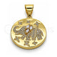 Oro Laminado Fancy Pendant, Gold Filled Style Elephant Design, with White Micro Pave and White Cubic Zirconia, Polished, Golden Finish, 05.342.0157
