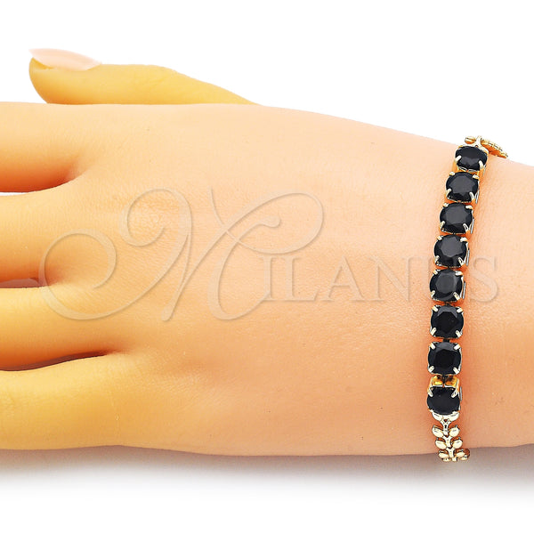 Gold Filled Bracelet — Fancy Bracelet Leaf Design with Black Cubic Zirconia — alternate product view — SKU 151328 | Oro Laminado brazalete — elegante Bracelet Leaf diseño with negro Cubic Zirconia — SKU 151328