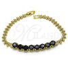 Oro Laminado Fancy Bracelet, Gold Filled Style Leaf Design, with Black Cubic Zirconia, Polished, Golden Finish, 03.283.0276.07 (05 MM Thickness, 7 Inches Length)