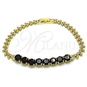 Gold Filled Bracelet — Fancy Bracelet Leaf Design with Black Cubic Zirconia — main product view — SKU 151328 | Oro Laminado brazalete — elegante Bracelet Leaf diseño with negro Cubic Zirconia — SKU 151328