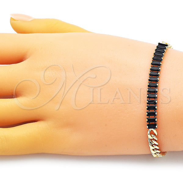 Gold Filled Bracelet — Fancy Bracelet Baguette and Miami Cuban Design with — alternate product view — SKU 151330 | Oro Laminado brazalete — elegante Bracelet Baguette and Miami Cuban diseño with — SKU 151330