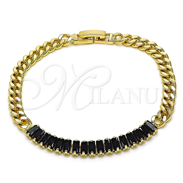 Gold Filled Bracelet — Fancy Bracelet Baguette and Miami Cuban Design with — main product view — SKU 151330 | Oro Laminado brazalete — elegante Bracelet Baguette and Miami Cuban diseño with — SKU 151330