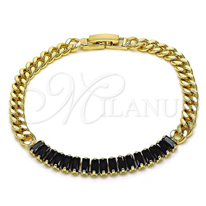 Gold Filled Bracelet — Fancy Bracelet Baguette and Miami Cuban Design with — main product view — SKU 151330 | Oro Laminado brazalete — elegante Bracelet Baguette and Miami Cuban diseño with — SKU 151330