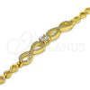 Oro Laminado Fancy Bracelet, Gold Filled Style Infinite Design, with White Micro Pave and White Cubic Zirconia, Polished, Golden Finish, 03.346.0013.07 (05 MM Thickness, 7 Inches Length)
