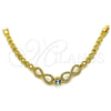 Oro Laminado Fancy Bracelet, Gold Filled Style Infinite Design, with White Micro Pave and White Cubic Zirconia, Polished, Golden Finish, 03.346.0013.07 (05 MM Thickness, 7 Inches Length)