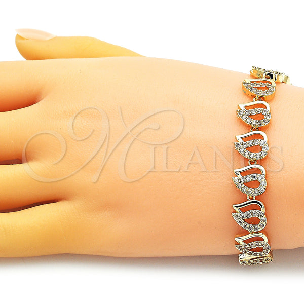 Gold Filled Bracelet — Fancy Bracelet Heart Design with White Micro Pave — alternate product view — SKU 151351 | Oro Laminado brazalete — elegante Bracelet corazón diseño with blanco Micro Pave — SKU 151351