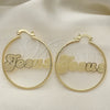 Oro Laminado Medium Hoop, Gold Filled Style Nameplate Design, Polished, Golden Finish, 02.213.0446.40
