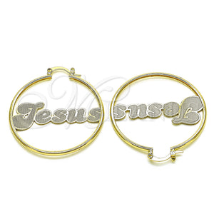 Gold Filled Hoop Earrings — Medium Hoop Nameplate Design Polished 02. — main product view — SKU 151355 | Oro Laminado aretes de aro — Medium Hoop Nameplate diseño pulido 02. — SKU 151355