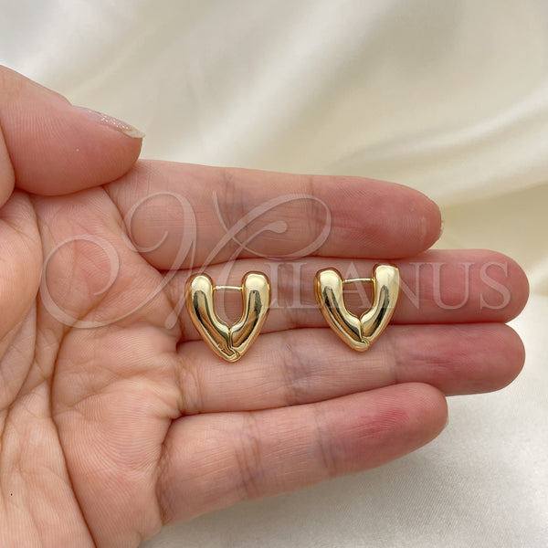 Gold Filled Hoop Earrings — Huggie Hoop Heart Design Polished 02. — alternate product view — SKU 151356 | Oro Laminado aretes de aro — Huggie Hoop corazón diseño pulido 02. — SKU 151356
