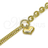 Oro Laminado Fancy Bracelet, Gold Filled Style Heart and Rolo Design, Polished, Golden Finish, 03.213.0209.07 (07 MM Thickness, 7 Inches Length)