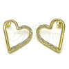 Oro Laminado Stud Earring, Gold Filled Style Heart Design, Polished, Golden Finish, 02.213.0451