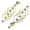 Oro Laminado Long Earring, Gold Filled Style Evil Eye Design, Blue Enamel Finish, Golden Finish, 02.213.0454