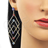 Oro Laminado Long Earring, Gold Filled Style Evil Eye Design, Multicolor Enamel Finish, Golden Finish, 02.213.0454.1