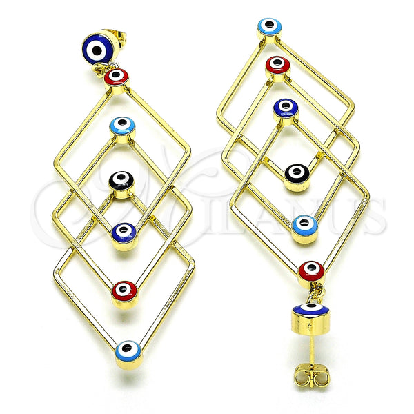 Gold Filled Ring — Long Earring Evil Eye Design Multicolor Enamel 02. — alternate product view — SKU 151370 | Oro Laminado anillo — Long Earring Evil Eye diseño Multicolor Enamel 02. — SKU 151370
