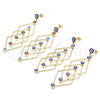 Oro Laminado Long Earring, Gold Filled Style Evil Eye Design, Multicolor Enamel Finish, Golden Finish, 02.213.0454.1