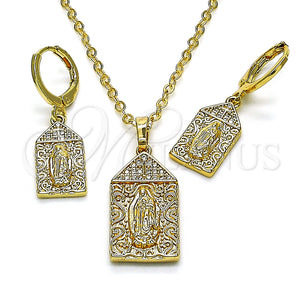 Gold Filled Ring — Earring and Pendant Adult Set Guadalupe and Cross — main product view — SKU 151405 | Oro Laminado anillo — Earring and Pendant Adult Set Guadalupe and cruz — SKU 151405