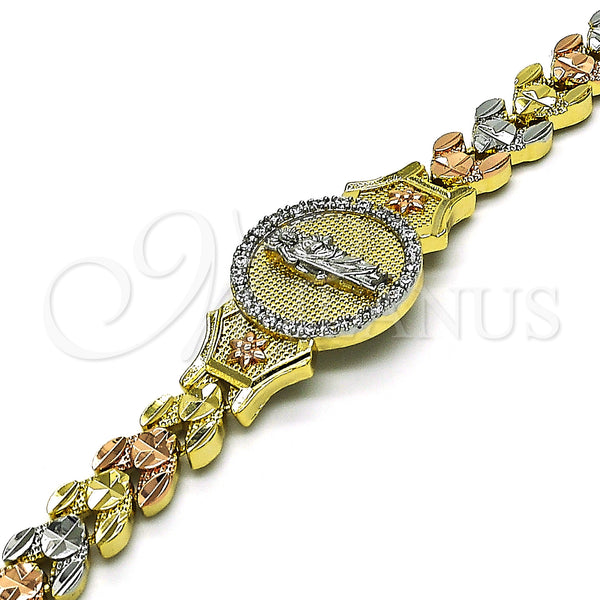 Gold Filled Bracelet — Fancy Bracelet San Judas and Flower Design with — alternate product view — SKU 151418 | Oro Laminado brazalete — elegante Bracelet San Judas and flor diseño with — SKU 151418