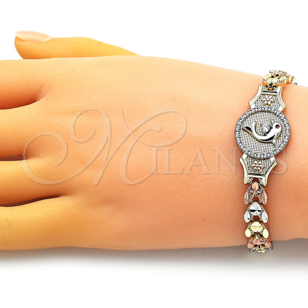 Gold Filled Bracelet — Fancy Bracelet Dolphin and Flower Design with White — alternate product view — SKU 151420 | Oro Laminado brazalete — elegante Bracelet Dolphin and flor diseño with blanco — SKU 151420