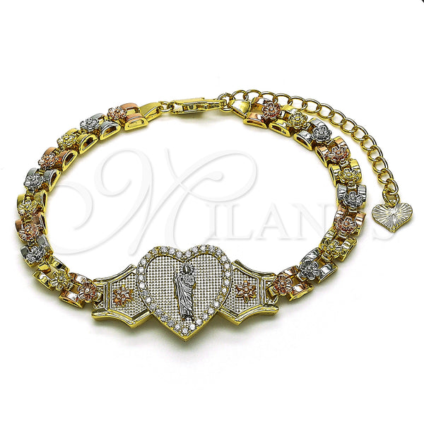 Gold Filled Bracelet — Fancy Bracelet San Judas and Heart Design with — main product view — SKU 151421 | Oro Laminado brazalete — elegante Bracelet San Judas and corazón diseño with — SKU 151421