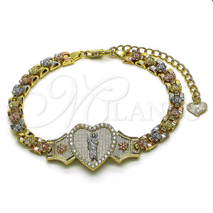 Gold Filled Bracelet — Fancy Bracelet San Judas and Heart Design with — main product view — SKU 151421 | Oro Laminado brazalete — elegante Bracelet San Judas and corazón diseño with — SKU 151421