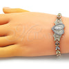 Oro Laminado Fancy Bracelet, Gold Filled Style Guadalupe and Heart Design, with White Micro Pave, Polished, Tricolor, 03.253.0085.07 (06 MM Thickness, 7 Inches Length)