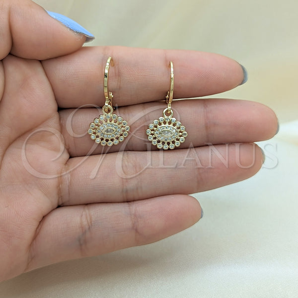 Gold Filled Ring — Dangle Earring Evil Eye Design with White Micro — alternate product view — SKU 151426 | Oro Laminado anillo — Dangle Earring Evil Eye diseño with blanco Micro — SKU 151426