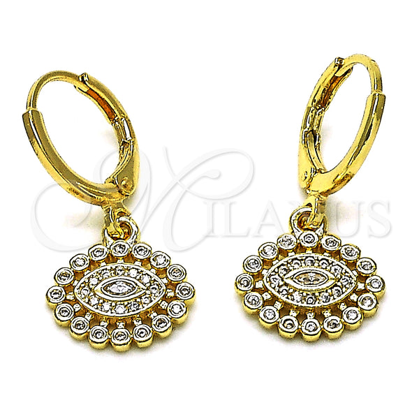 Gold Filled Ring — Dangle Earring Evil Eye Design with White Micro — main product view — SKU 151426 | Oro Laminado anillo — Dangle Earring Evil Eye diseño with blanco Micro — SKU 151426