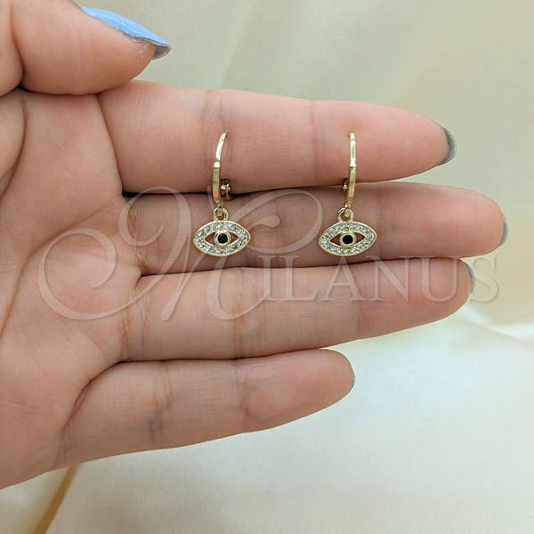 Gold Filled Ring — Dangle Earring Evil Eye Design with White Micro — alternate product view — SKU 151427 | Oro Laminado anillo — Dangle Earring Evil Eye diseño with blanco Micro — SKU 151427