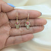 Oro Laminado Dangle Earring, Gold Filled Style Hand of God and Evil Eye Design, with White Micro Pave, Red Enamel Finish, Golden Finish, 02.253.0051.1