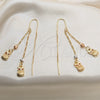 Oro Laminado Threader Earring, Gold Filled Style Owl Design, with Garnet Cubic Zirconia, Polished, Tricolor, 02.253.0060