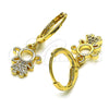 Oro Laminado Dangle Earring, Gold Filled Style Little Girl Design, with White Micro Pave, Polished, Golden Finish, 02.253.0061