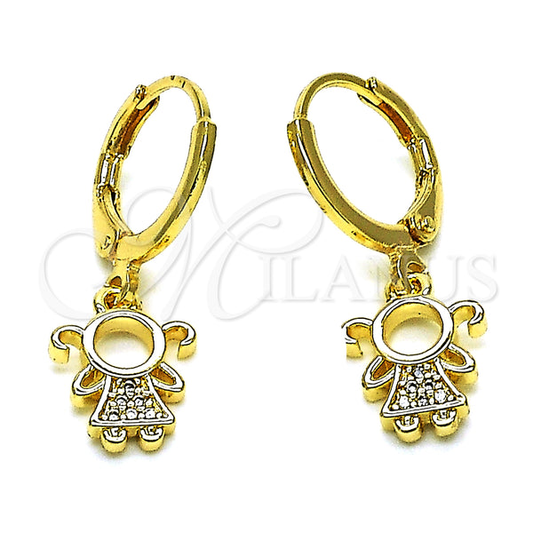 Gold Filled Ring — Dangle Earring Little Girl Design with White Micro — main product view — SKU 151441 | Oro Laminado anillo — Dangle Earring Little Girl diseño with blanco Micro — SKU 151441