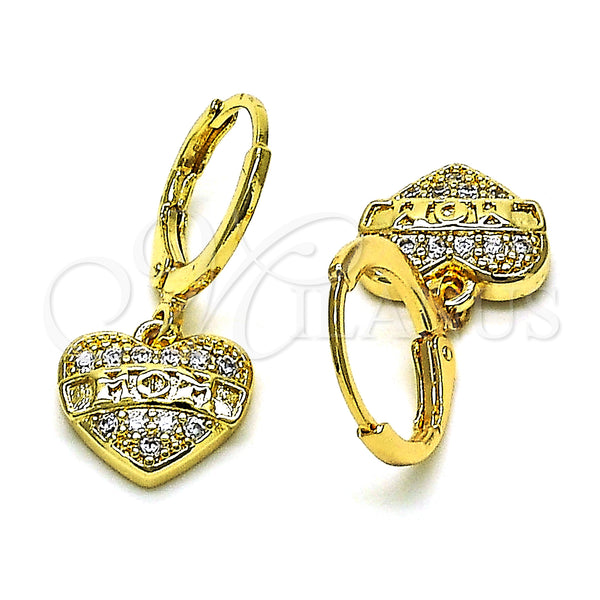 Gold Filled Ring — Dangle Earring Heart Design with White Micro Pave — alternate product view — SKU 151444 | Oro Laminado anillo — Dangle Earring corazón diseño with blanco Micro Pave — SKU 151444