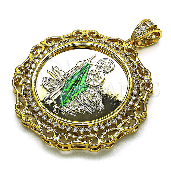 Gold Filled Pendant — Religious Pendant San Judas and Centenario Coin Design — alternate product view — SKU 151455 | Oro Laminado dije — Religious Pendant San Judas and Centenario Coin diseño — SKU 151455
