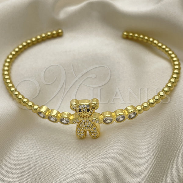 Gold Filled Jewelry — Individual Bangle Teddy Bear Design with White Cubic — alternate product view — SKU 151462 | Oro Laminado joyería — Individual Bangle Teddy Bear diseño with blanco Cubic — SKU 151462