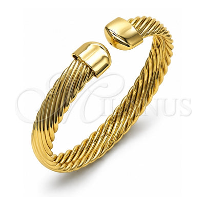 Oro Laminado Individual Bangle, Gold Filled Style Twist Design, Diamond Cutting Finish, Golden Finish, 07.341.0045 (08 MM Thickness, One size fits all)