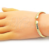 Oro Laminado Individual Bangle, Gold Filled Style Twist Design, Diamond Cutting Finish, Golden Finish, 07.341.0048 (07 MM Thickness, One size fits all)