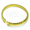 Oro Laminado Individual Bangle, Gold Filled Style Twist Design, Diamond Cutting Finish, Golden Finish, 07.341.0048 (07 MM Thickness, One size fits all)