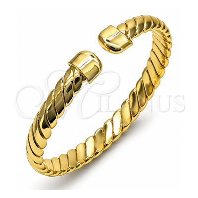 Oro Laminado Individual Bangle, Gold Filled Style Twist Design, Diamond Cutting Finish, Golden Finish, 07.341.0048 (07 MM Thickness, One size fits all)