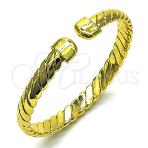 Oro Laminado Individual Bangle, Gold Filled Style Twist Design, Diamond Cutting Finish, Golden Finish, 07.341.0048 (07 MM Thickness, One size fits all)