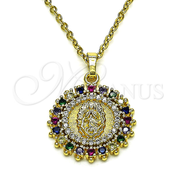 Gold Filled Pendant — Religious Pendant Altagracia Design with Multicolor Cubic Zirconia — alternate product view — SKU 151472 | Oro Laminado dije — Religious Pendant Altagracia diseño with Multicolor Cubic Zirconia — SKU 151472